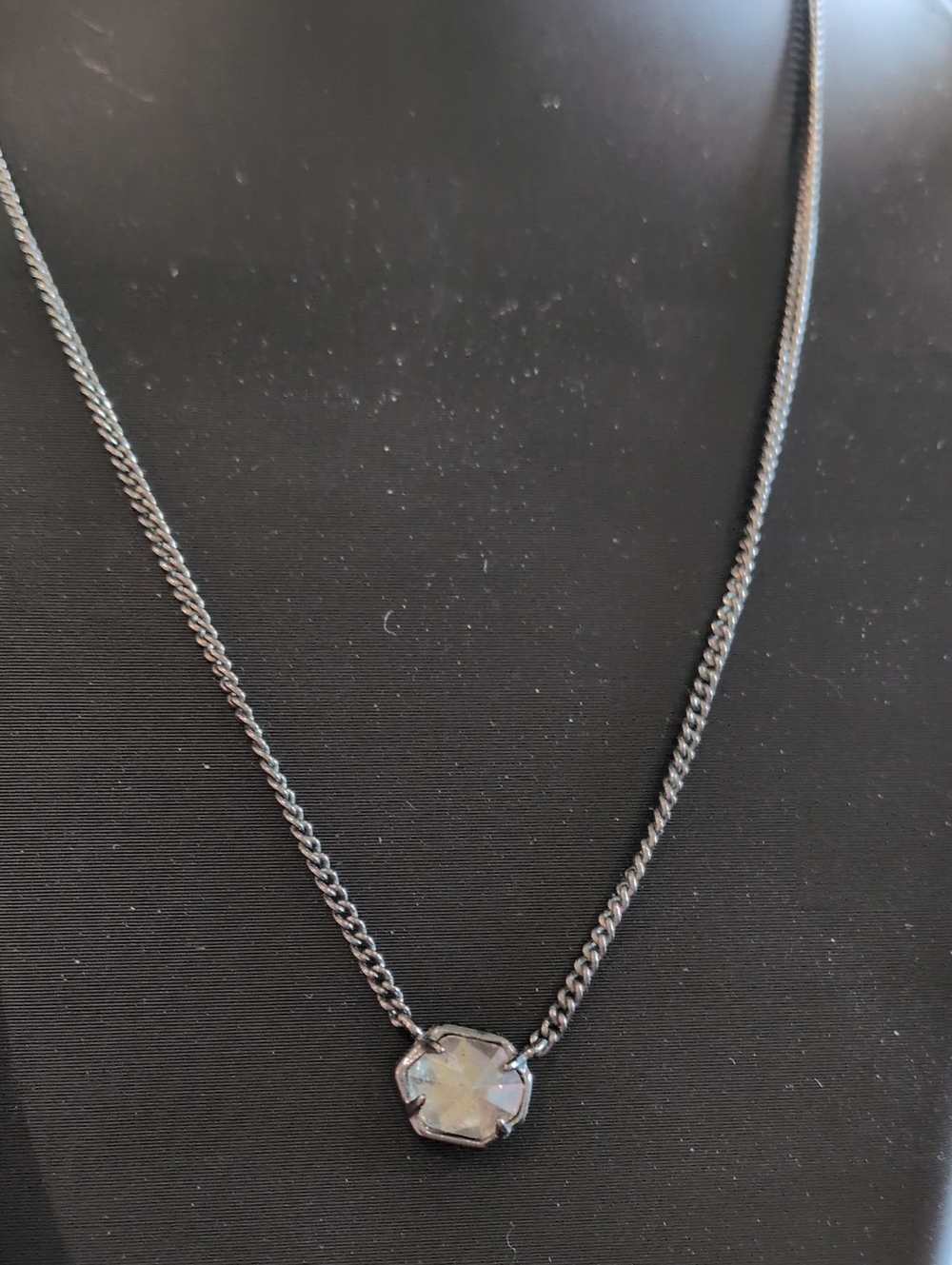 Kendra Scott Black Chain Necklace with Iridescent Stone